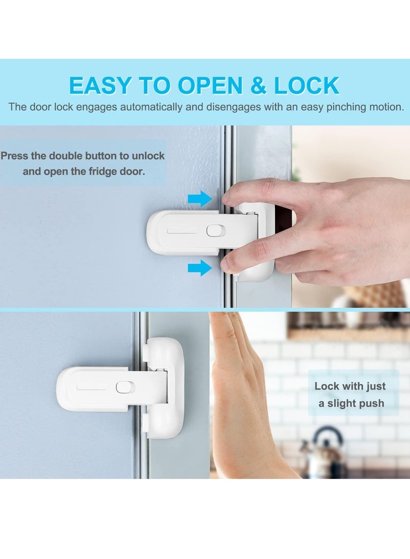 قفل ثلاجة، قفل ثلاجة أبيض للأطفال، قفل باب ثلاجة ومجمد ضد الأطفال، أقفال خزائن ضد الأطفال، قفل ثلاجة للأطفال والصغار، لا حاجة لأدوات أو حفر - Image 2