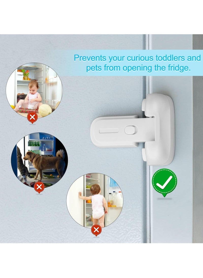 قفل ثلاجة، قفل ثلاجة أبيض للأطفال، قفل باب ثلاجة ومجمد ضد الأطفال، أقفال خزائن ضد الأطفال، قفل ثلاجة للأطفال والصغار، لا حاجة لأدوات أو حفر - Image 5