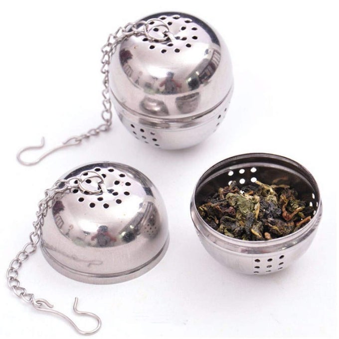 2PC STAINLESS STEEL BALL SHAPE TEA INFUSER BALL TEA INFUSER TEA LEAF FILTER WITH HANDLES FILTER TEA