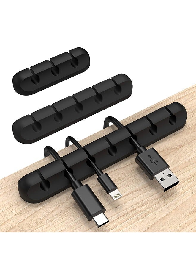 مشابك تنظيم الكابلات وحامل الأسلاك - 3 عبوات من مشابك تنظيم الكابلات ذاتية اللصق لكابل USB/سلك الطاقة/الأسلاك، للسيارة والمكتب، المنزل والمكتب، منظم أسلاك أسود - Image 1