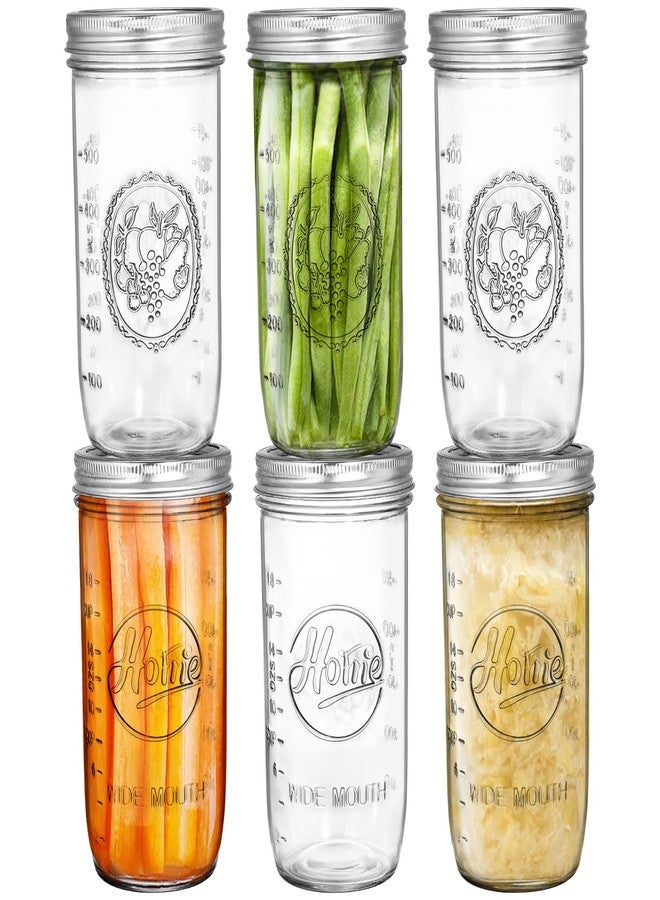 Tebery 6 Pack Wide Mouth Home Glass Mason Jars with Airtight Lids and Bands, 24-Ounce Canning Glass Jars for Canning, Fermenting, Pickling, Meal Prep, Overnight Oats, Jam, Jelly - Image 1