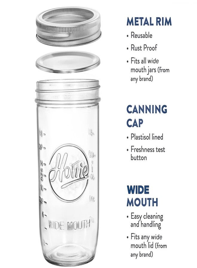 Tebery 6 Pack Wide Mouth Home Glass Mason Jars with Airtight Lids and Bands, 24-Ounce Canning Glass Jars for Canning, Fermenting, Pickling, Meal Prep, Overnight Oats, Jam, Jelly - Image 3