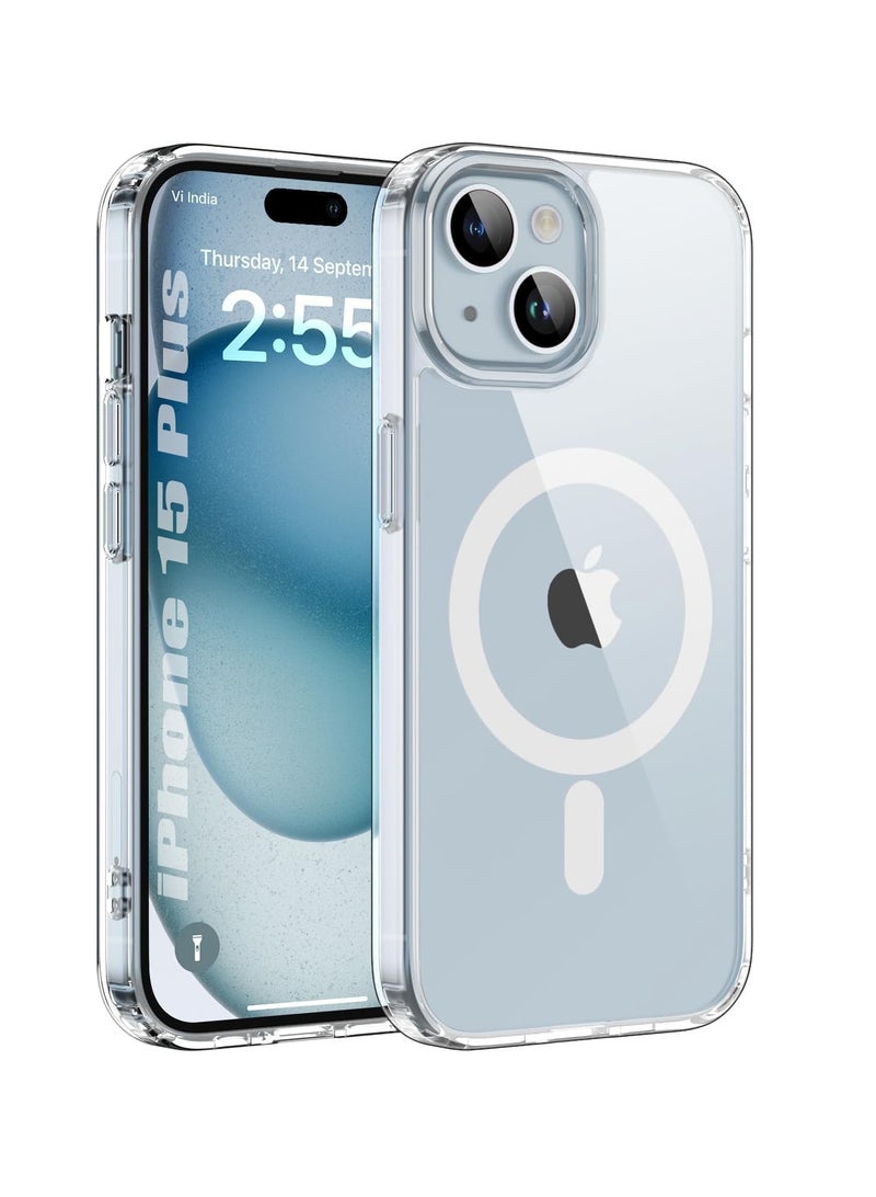 DUSALA IPhone 15 Plus Clear Magnetic Cover, MagSafe Compatible, Hybrid Protective, Crystal Clear Back Case, Shockproof Silicone Frame, Slim Transparent Case (iPhone 15 Plus) - Image 1