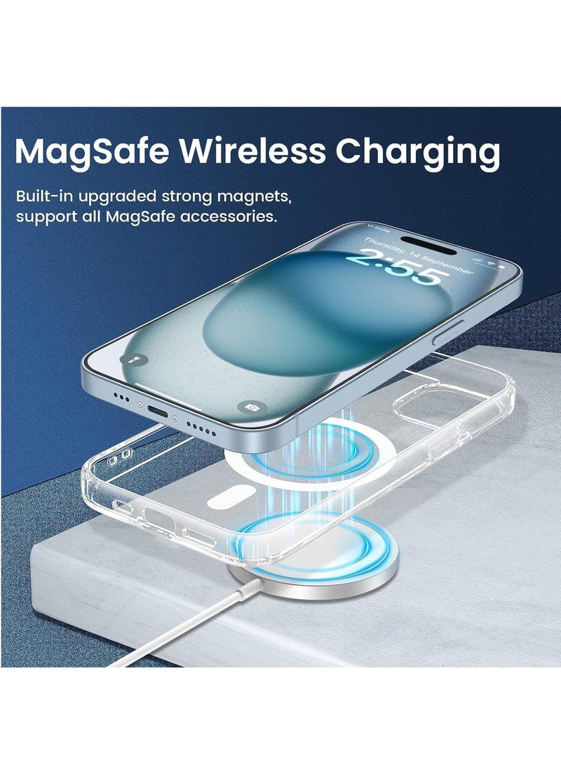 DUSALA IPhone 15 Plus Clear Magnetic Cover, MagSafe Compatible, Hybrid Protective, Crystal Clear Back Case, Shockproof Silicone Frame, Slim Transparent Case (iPhone 15 Plus) - Image 4
