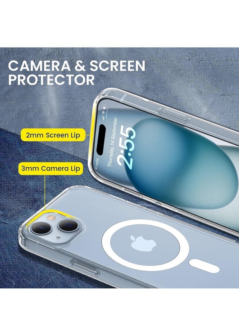 DUSALA IPhone 15 Plus Clear Magnetic Cover, MagSafe Compatible, Hybrid Protective, Crystal Clear Back Case, Shockproof Silicone Frame, Slim Transparent Case (iPhone 15 Plus) - Image 5