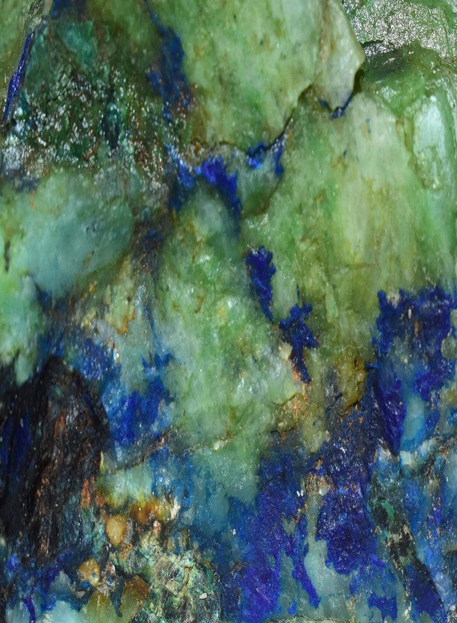 Pyramid Tatva Raw 50 Gm Rough Stone Natural Healing Crystal Stone Reiki Chakra Balancing (Azurite with Malachite) - Image 5