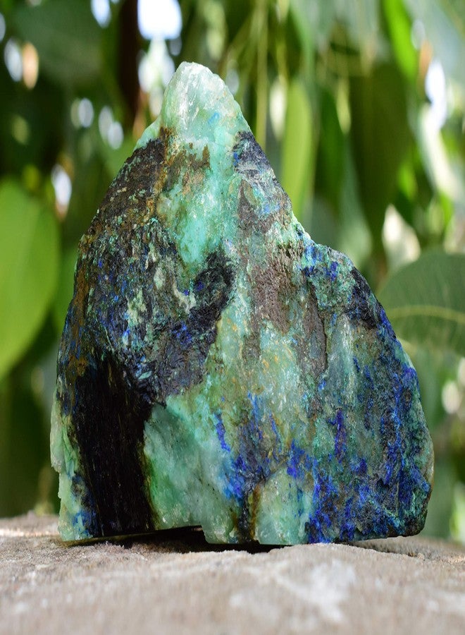 Pyramid Tatva Raw 50 Gm Rough Stone Natural Healing Crystal Stone Reiki Chakra Balancing (Azurite with Malachite) - Image 4