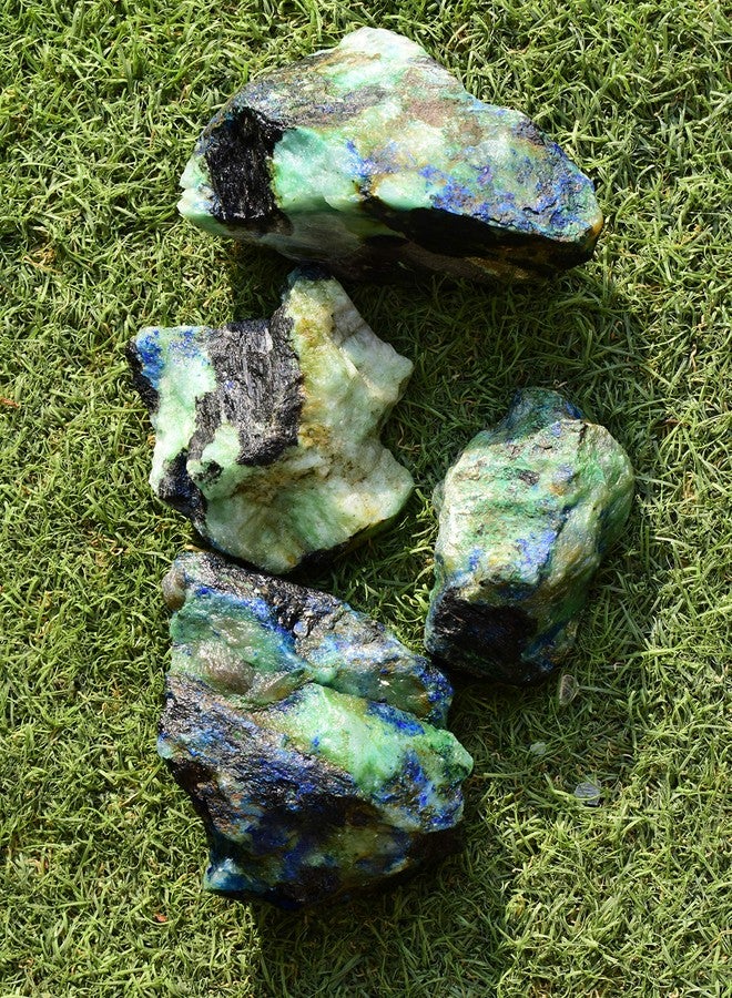 Pyramid Tatva Raw 50 Gm Rough Stone Natural Healing Crystal Stone Reiki Chakra Balancing (Azurite with Malachite) - Image 3