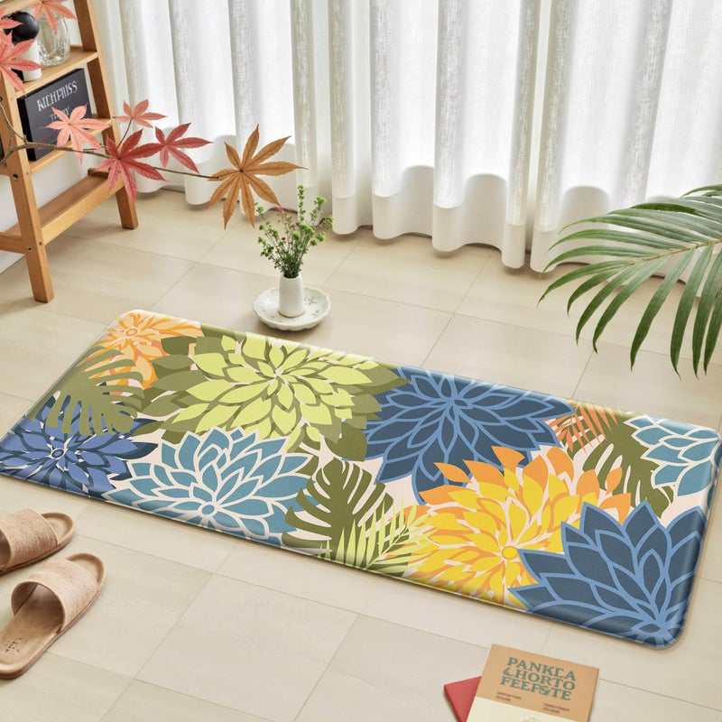 Arenarug Kitchen Mats for Floor 2PCS Cushioned Anti Fatigue Kitchen Mats Waterproof Non Slip Kitchen Mat Rug Set Comfort Foam Standing Mat for Sink, Laundry, Office, Yellow Green - Image 2