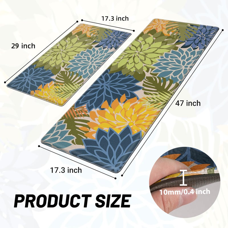 Arenarug Kitchen Mats for Floor 2PCS Cushioned Anti Fatigue Kitchen Mats Waterproof Non Slip Kitchen Mat Rug Set Comfort Foam Standing Mat for Sink, Laundry, Office, Yellow Green - Image 3