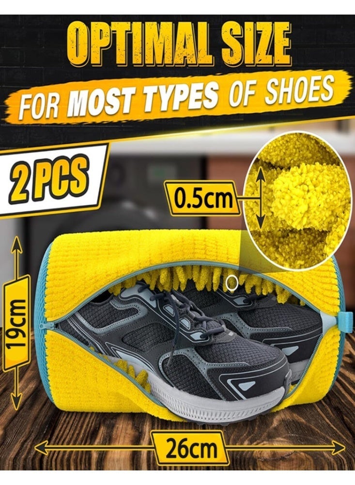 Ayshal XXL Shoe Washing Machine Bag - Reusable Shoes Cleaning Bags for Washer And Dryer, Durable Zipper Laundry Shoe Bag 360° Deep Clean Sneaker Tennis Include Delicate Laundry Bag/Bra Laundry Bags (Yellow) - Image 2