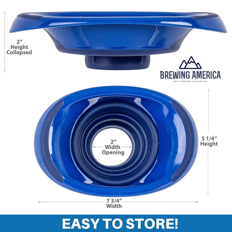 Brewing America Kitchen Canning Funnel – Collapsible Silicone Food Funnel for Wide Mouth and Regular Mason Jars – Flexible Use for Coffee, Liquid, Jam, Cooking, Baking, Crafts - Blue - Image 5