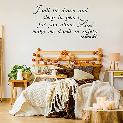 Cuayaes I Will Lie Down and Sleep in Peace for You Alone Lord Make Me Dwell in Safety Wall Decals Bible Verse Religious Quotes Scripture Bedroom Christian Home Art Decor Vinyl Stickers - Image 5