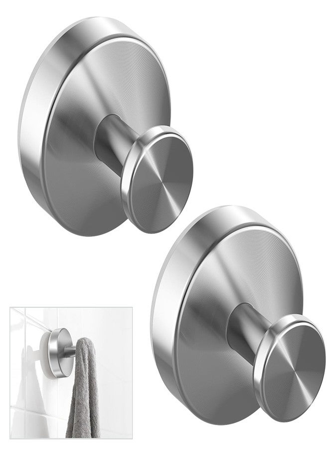 Verwohnt Suction Cup Hooks for Shower, Removable Shower Hooks for Bathroom Window Door Wall, No-Drill Towel Hook for Hanging Robes Loofah, Heavy Duty Sticky Hook Bathroom Organizers and Storage, 2 Pack, Silver - Image 1