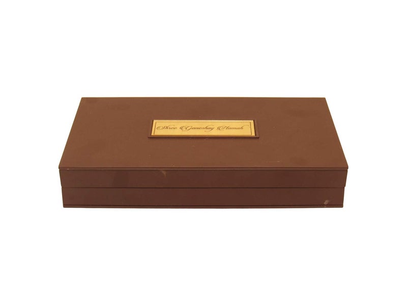 GoldGiftIdeas 24K Gold Plated Shree Ganesha Photo Frame with Charan Paduka Box for Pooja Room (Dagadu Seth), Return Gifts for Diwali, Ganpati Wooden Momento Gift, Good Luck Gift - Image 5