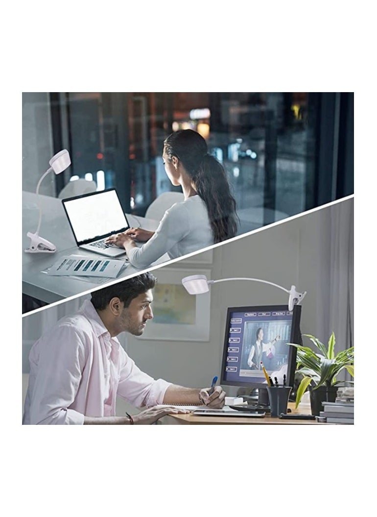 Generic - USB Desk Lamp with 36 LED, 5 Color Modes & Brightness Levels, Eye Protection Clip-On Light for Reading, Video Conferencing, and Bedside Use (White) - Image 1