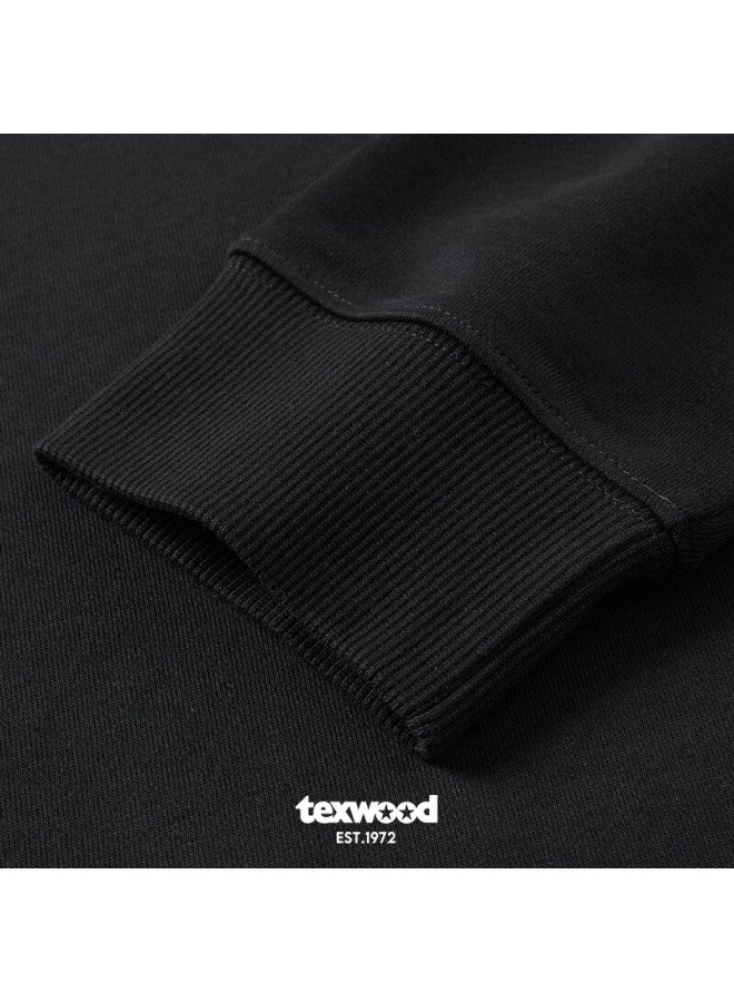 Texwood Apple Men's Sweatshirt  Long Sleeve Solid Color Casual Crew Neck Black Size 46 - Image 3
