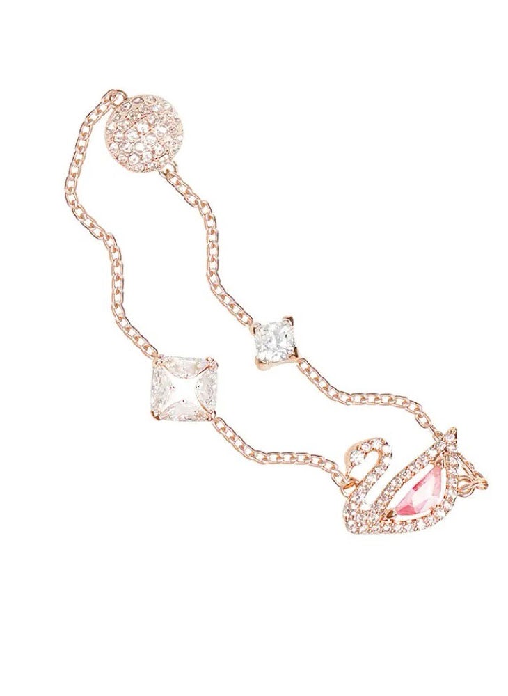 عام سوار مرصع بالكريستال مطلي بالذهب الوردي بجعة مبهرة - Image 4