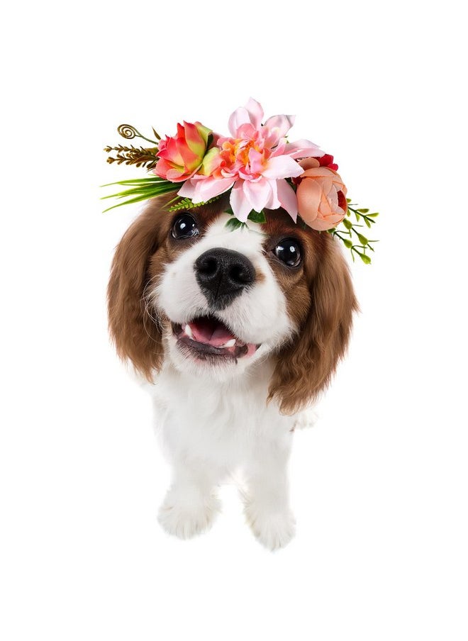 POPETPOP - POPETPOP Dog Flower Headband Pet Flower Crown Headwear Flower Leaves Natural Wreath for Dog Cats Wedding Decor - Image 1