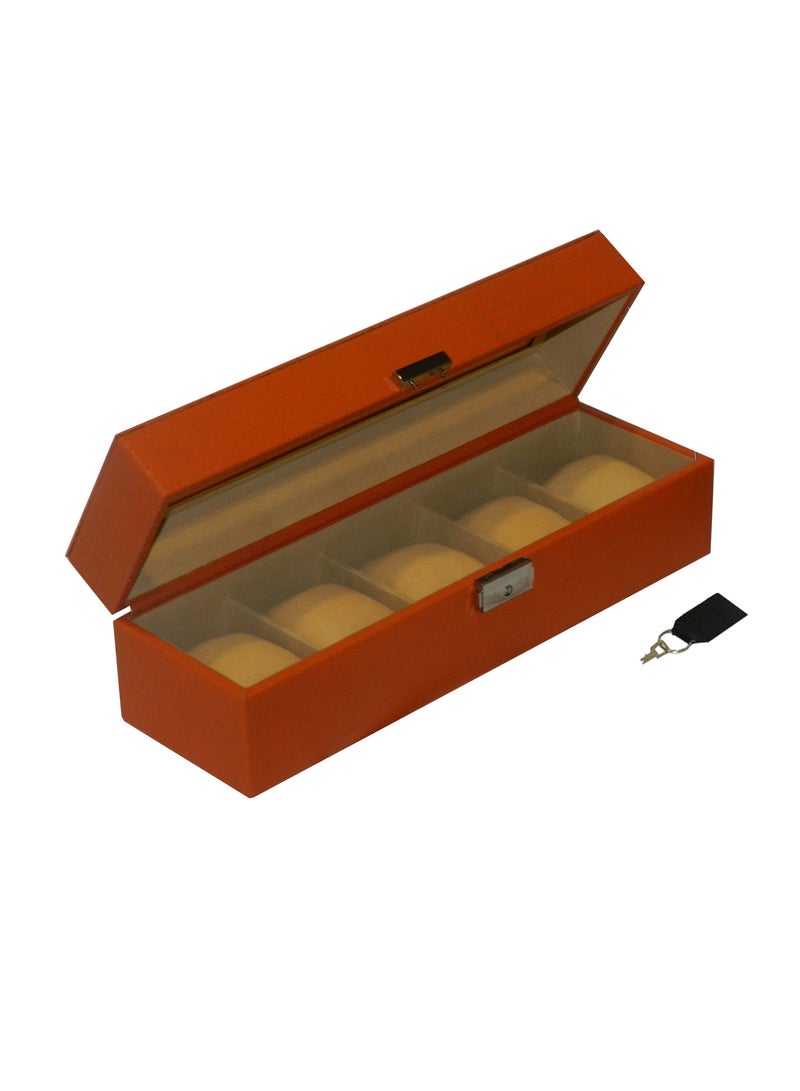 LAVERI LEATHER Laveri Watch Box for Men Women (05 Slots), Premium  Leather Watch Case  Organizer with Lock, Removable Pillow - Image 4