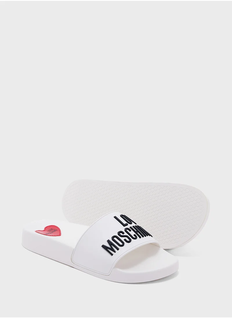 Love Moschino Single Strap Flat Flip Flops