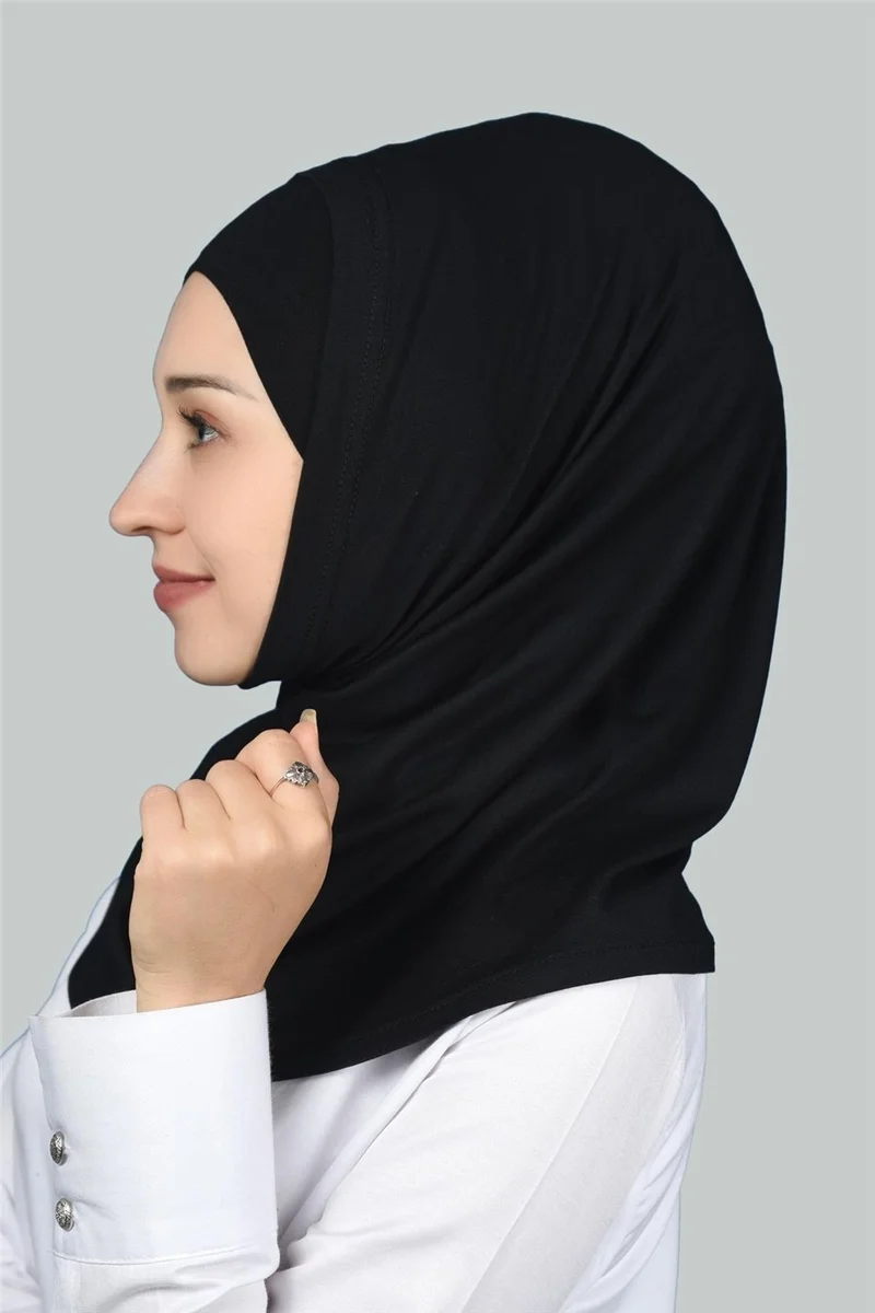 Altobeh Double Set Practical Scarf, Ready-made Turban and Hijab Hijab Bonnet - Black