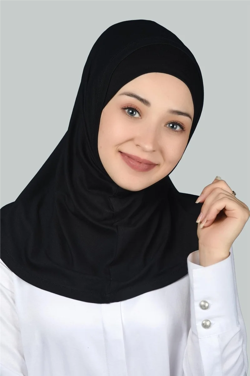 Altobeh Double Set Practical Scarf, Ready-made Turban and Hijab Hijab Bonnet - Black