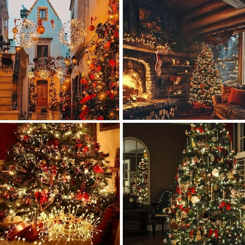 Outdoor Solar LED Firecrackers 200 Leds 6m 8 Flash Modes IP65 Weatherproof Warm Color - Image 4