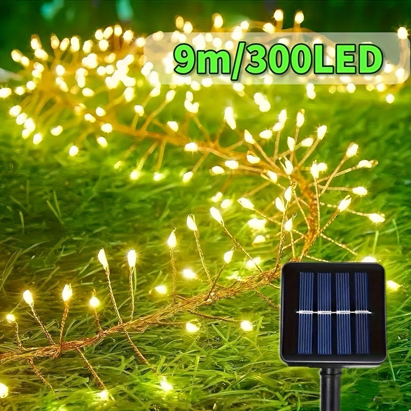 Outdoor Solar LED Firecrackers 200 Leds 6m 8 Flash Modes IP65 Weatherproof Warm Color - Image 2