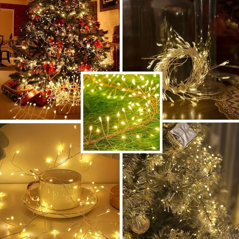 Outdoor Solar LED Firecrackers 200 Leds 6m 8 Flash Modes IP65 Weatherproof Warm Color - Image 5