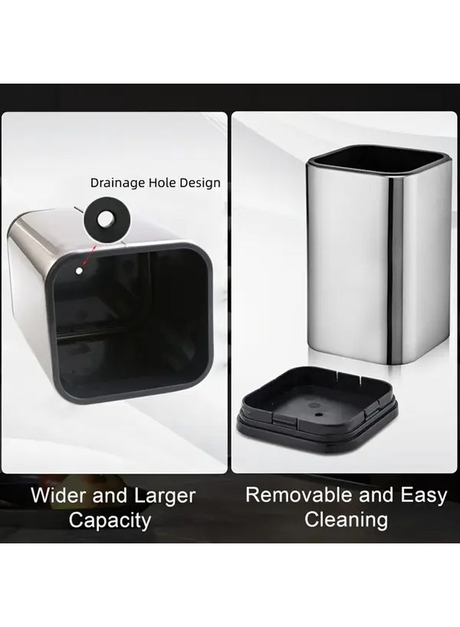 Stainless Steel Kitchen Utensil Holder Large Rectangular Countertop Organizer 1pc - Image 2