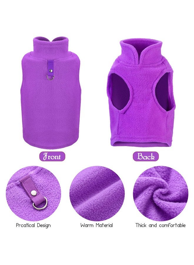 ساتينور قطع سترة صوفية للكلاب، سترة دافئة من الصوف للكلاب مع مقود على شكل حلقة على شكل حرف D، معطف للطقس البارد بغطاء رأس للكلاب الصغيرة والمتوسطة الحجم (L، أرجواني، أزرق، وردي، أحمر) - Image 3