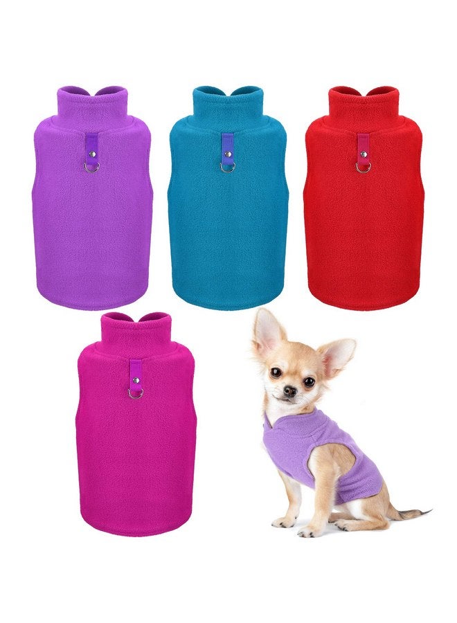 ساتينور قطع سترة صوفية للكلاب، سترة دافئة من الصوف للكلاب مع مقود على شكل حلقة على شكل حرف D، معطف للطقس البارد بغطاء رأس للكلاب الصغيرة والمتوسطة الحجم (L، أرجواني، أزرق، وردي، أحمر) - Image 1