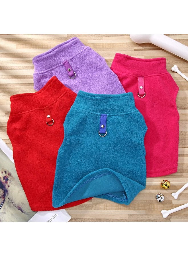 ساتينور قطع سترة صوفية للكلاب، سترة دافئة من الصوف للكلاب مع مقود على شكل حلقة على شكل حرف D، معطف للطقس البارد بغطاء رأس للكلاب الصغيرة والمتوسطة الحجم (L، أرجواني، أزرق، وردي، أحمر) - Image 5