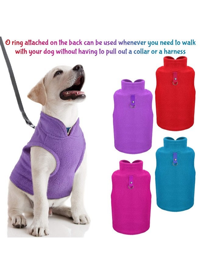 ساتينور قطع سترة صوفية للكلاب، سترة دافئة من الصوف للكلاب مع مقود على شكل حلقة على شكل حرف D، معطف للطقس البارد بغطاء رأس للكلاب الصغيرة والمتوسطة الحجم (L، أرجواني، أزرق، وردي، أحمر) - Image 4