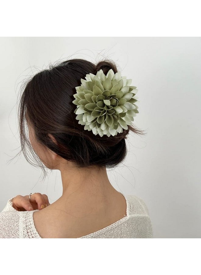 Cinaci 4 Pack Big Large Satin Daisy Floral Flower Plastic Hair Claws Clips Bow Barrettes Clamps Bun Chignon Updo Holders Hair Accessories For Women Girls - Image 4