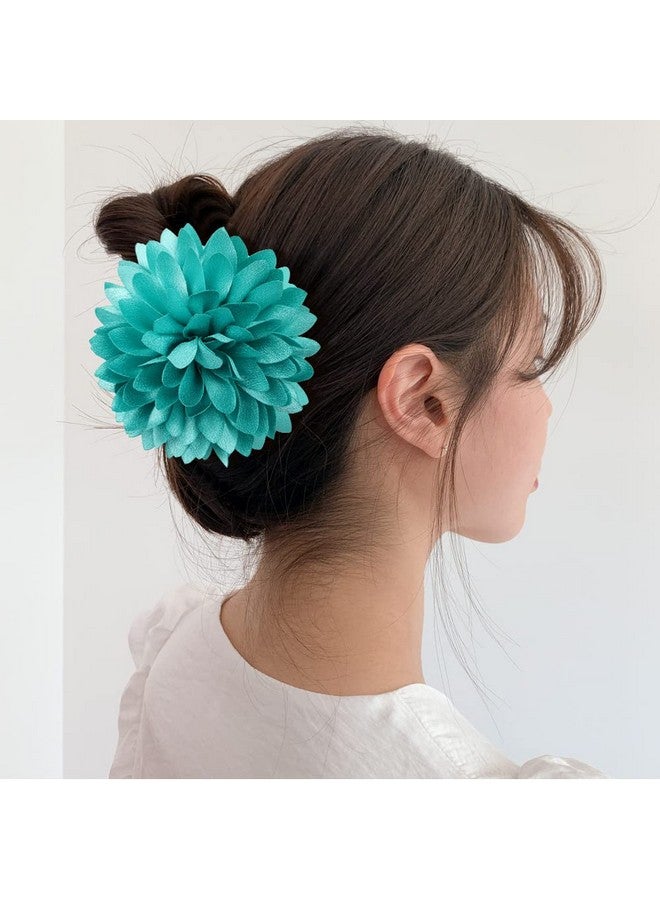 Cinaci 4 Pack Big Large Satin Daisy Floral Flower Plastic Hair Claws Clips Bow Barrettes Clamps Bun Chignon Updo Holders Hair Accessories For Women Girls - Image 5
