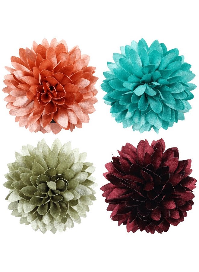 Cinaci 4 Pack Big Large Satin Daisy Floral Flower Plastic Hair Claws Clips Bow Barrettes Clamps Bun Chignon Updo Holders Hair Accessories For Women Girls - Image 3