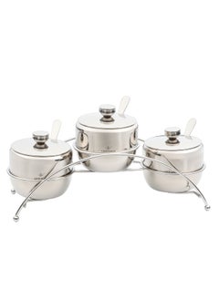 Life Smile 3pcs Stainless Steel Sugar Bowl Set Large with 1 Year Guarantee  - Image 1
