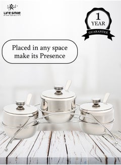Life Smile 3pcs Stainless Steel Sugar Bowl Set Large with 1 Year Guarantee  - Image 2