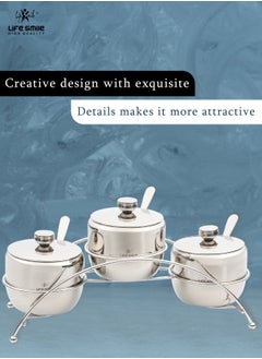 Life Smile 3pcs Stainless Steel Sugar Bowl Set Large with 1 Year Guarantee  - Image 5