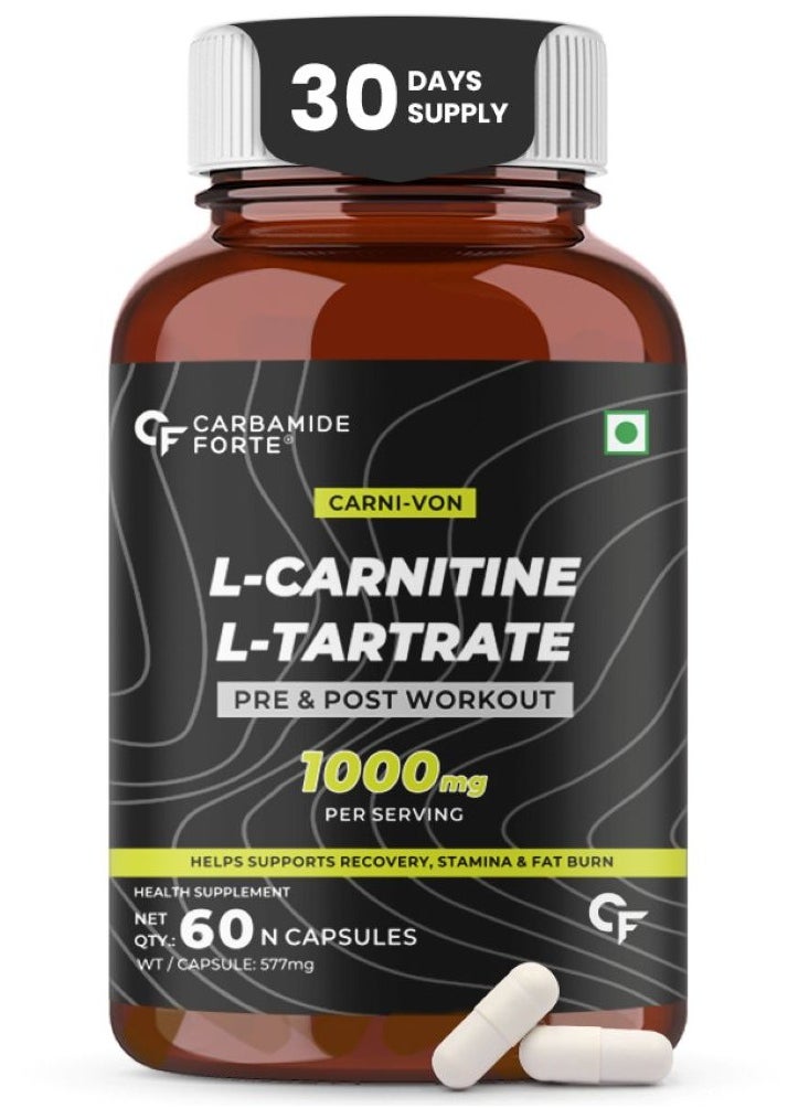 CARBAMIDE FORTE - L Carnitine Supplement 1000Mg Capsules- 60 Veg Capsules - Image 1