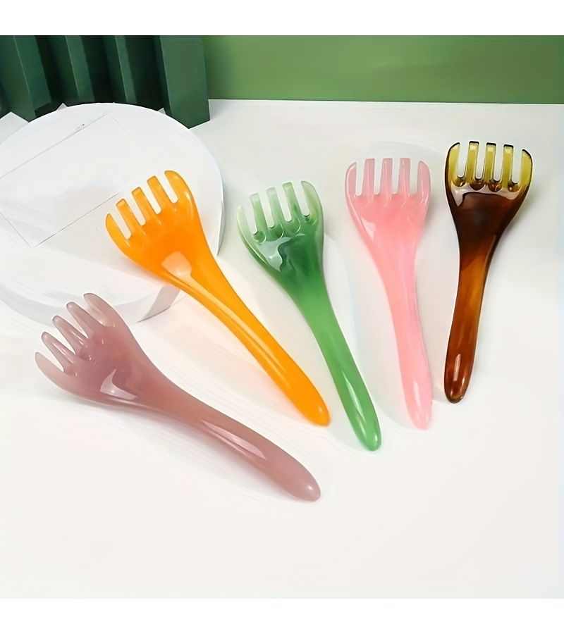 1 Pc Green Five Claw Scalp Massage Comb Wide Tooth Resin Scraping Tool For Shoulders And Neck Mother Day Gift - Image 1