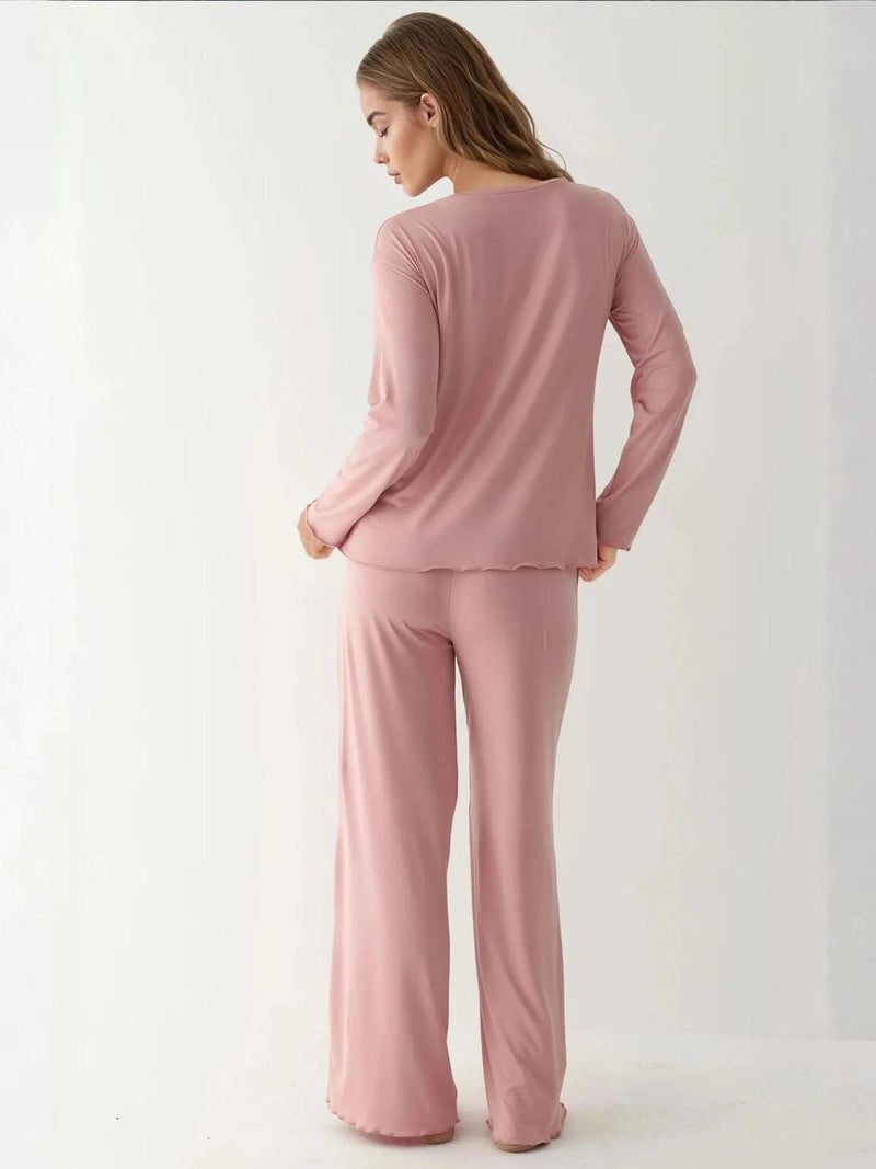 HICCUP Cozy Relaxed Fit Long Sleeve Pijama Set - Image 3