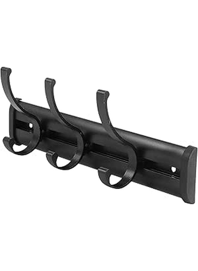 Space Aluminum Wall Mounted Movable Towel Hook Rack 3 Pieces Bathroom Door Storage Hanger - Image 1