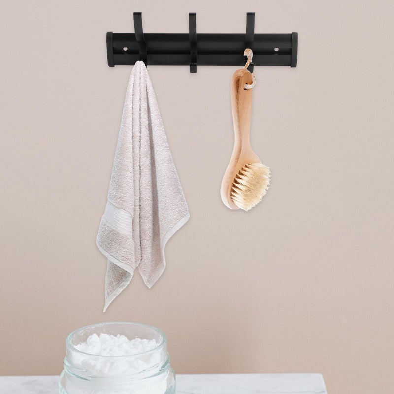 Space Aluminum Wall Mounted Movable Towel Hook Rack 3 Pieces Bathroom Door Storage Hanger - Image 4