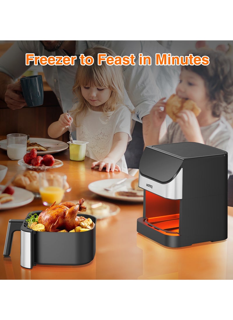 HOTOR - Touch Air Fryer, Oil Free Cooking Air Fryer With Digital Control Panel Display 1500W Sliver 6L Family Size, One-Touch Digital Control Presets, French Fries, Chicken, Meat, Fish, - Image 1