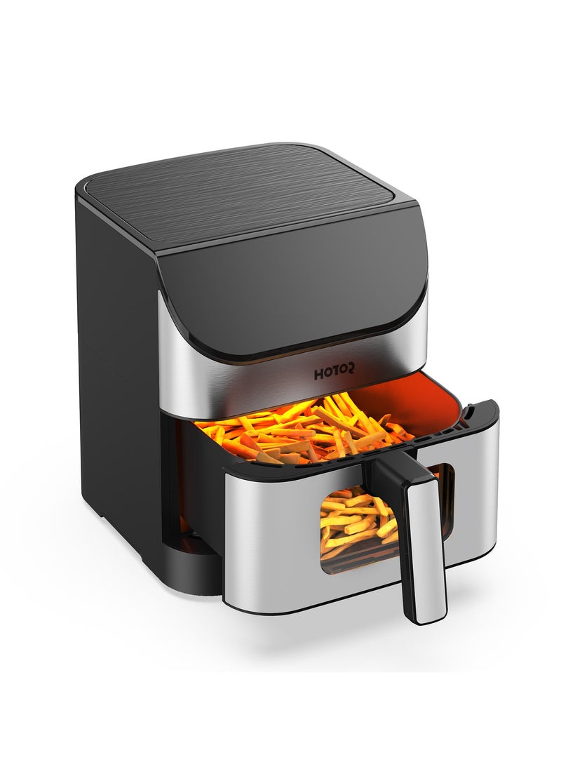 HOTOR - Touch Air Fryer, Oil Free Cooking Air Fryer With Digital Control Panel Display 1500W Sliver 6L Family Size, One-Touch Digital Control Presets, French Fries, Chicken, Meat, Fish, - Image 1