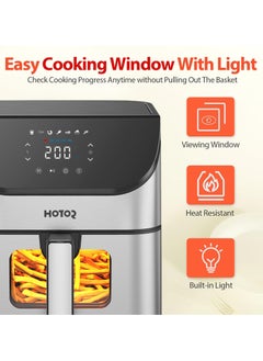 HOTOR Touch Air Fryer, Oil Free Cooking Air Fryer With Digital Control Panel Display 1500W Sliver 6L Family Size, One-Touch Digital Control Presets, French Fries, Chicken, Meat, Fish,  - Image 3