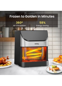 HOTOR Touch Air Fryer, Oil Free Cooking Air Fryer With Digital Control Panel Display 1500W Sliver 6L Family Size, One-Touch Digital Control Presets, French Fries, Chicken, Meat, Fish,  - Image 5